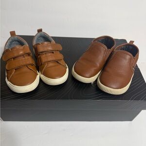 Cat & Jack Brown Kids Sneakers - Slip-On & Double Strap Pair